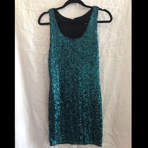 Alice + Olivia Teal Sequin Dress, Size S